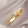 Pulseira Geométrica de Zircônia em Aço Titânio Europeia e Americana para Mulheres, Tendência de Nicho de Luxo Leve de Alta Qualidade, Aberta, Que Não Desbota