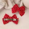 Pasador de Pelo Rojo de Lunares con Lazo Estilo Japonés y Coreano Lindo Pasador para Chicas JK Clip Superior para la Parte Posterior de la Cabeza Clip para Cola de Caballo Ponda