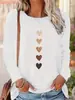 Camisa de Manga Larga con Estampado de Corazón de Amor Milenio Camiseta Vintage Camiseta Estampada para Mujer Top con Cuello de Marinero Camiseta Casual