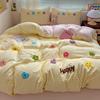 Roupa de Cama Infantil de Algodão Lavado Grau A Conjunto de Quatro Peças Toalha Fofa Bordada Algodão Lençol de Três Peças Capa de Edredom Conjunto de 4 Peças