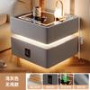 Mesita de noche inteligente con suspensión, estilo crema, madera maciza, armario para el hogar, carga inalámbrica sencilla, bloqueo con contraseña, audio Bluetooth