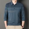 Nueva Camisa Polo de Hombre para Primavera y Otoño 2026 Camiseta de Manga Larga de Negocios para Hombre Camisa Polo Rayada Versátil Casual para Hombre