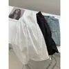 Camisa Babydoll Blanca Redonda Simple y Versátil para Mujer, Nuevo Estilo de Primavera, Camisa de Algodón Puro Holgada Casual, Camisa de Manga Larga