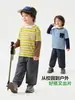 Camiseta a rayas de retazos estilo europeo para niño, manga larga para otoño, nueva ropa para niños 2026, camiseta básica para niño pequeño de primavera y otoño
