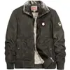 Casaco masculino acolchoado de algodão para outono e inverno, veludo espesso, solto, estilo tooling, casual coreano, tamanho grande, jaqueta acolchoada estilo uniforme militar