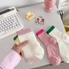 Calcetines del Mismo Estilo de Xiaohongshu para Mujer en Otoño Algodón Puro Transpirables Finos Calados de Media Pantorrilla Dulces de Caramelo de Malla Calcetines JK para Mujer