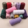 Corda de Algodão Trançada Vintage Feita à Mão de 3mm Corda de Algodão DIY Tapeçaria Corda de Fio de Algodão Grosso Acessórios de Amarração Lote de 100m Crochê