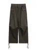 Pantalones cargo de paracaidista retro estilo japonés Nanxia con cordón en el bolsillo para hombre, pantalones casuales funcionales para exteriores de pierna recta y pierna ancha