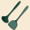 Conjunto de Espátula de Silicone e Concha de Sopa com 2 Peças, Espátula Totalmente Coberta de Silicone, Espátula Estilo Chinês, Ferramenta de Cozinha, Antiaderente, Resistente a Altas Temperaturas, Anti-Escaldante