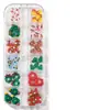 Decorações de Pedras Strass para Nail Art Tendência com 12 Compartimentos Natalino Desenho Animado 3D Papai Noel Rena Decorações de Pedras Strass para Unhas