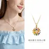 Colar Pingente Flor Dopamina Zircônia Colorida Acessórios Corrente para Clavícula Feminina Joia de Pescoço de Luxo Leve Nicho High-End