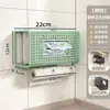 Portarrollos de Papel de Cocina, Caja para Toallitas Húmedas, Dispensador de Pañuelos sin Taladro para Montar en Pared, Paño de Limpieza, Film Plástico, Estante para Rollos, Estante de Almacenamiento