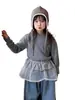 Suéter unisex versátil de otoño e invierno 100% lana para niños, color liso, cuello semialto, jersey, suéter base de corte holgado