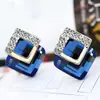 Pendientes Pin de Plata 925 Aleación Pendientes Cuadrados para Mujer Nueva Moda Pendientes Cuadrados con Joyería de Oreja con Diamante Celebridad de Internet