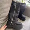 Botas de Cano Alto Estilo Doce e Cool para Mulheres, Novo Modelo Outono e Inverno 2026, Botas Longas para Figuras Baixas, Botas de Salto Alto com Solado Grosso