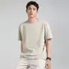 Camiseta de Manga Corta de Algodón Mercerizado con Amoniaco Líquido de 270g, Elegante, para Hombre, Camiseta Delgada Suelta de Seda de Hielo Fresca para Verano, para Hombre