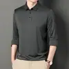 Camisa polo de manga larga para hombre, primavera y otoño, casual de negocios, camiseta elástica para hombre, top con solapa, prenda interior para jóvenes y de mediana edad