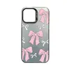 Estilo Suave Japonés y Coreano Lazo Rosa y Blanco Adecuado para iPhone 17 Funda de Teléfono Estilo Suave Femenino 18Pm Funda Anticaídas