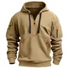 Sudadera con capucha para hombre 2024 Primavera y Otoño Transfronteriza Cremallera Múltiples Bolsillos Sudadera con capucha Chaqueta Deportiva Casual para Hombre