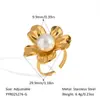 Pendientes de Perla Flor Dopamina de Moda Versátil Estilo Europeo y Americano Pendientes para Mujer Joyería de Acero Inoxidable Dorado 18K para Mujer