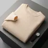 Suéter de cuello redondo para hombre, jersey grueso con aguja de piña, camisa básica de punto informal de talla grande para jóvenes, otoño e invierno
