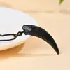 Colgante de Diente de Lobo de Obsidiana Natural al por Mayor para Hombres y Mujeres, Colgante de Collar Popular en Línea Protector del Año de Nacimiento de Parejas