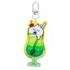 Bebida de Verano Gato Lindo Dibujo Animado Llavero Acrílico Colgante Creativo para Mochila Regalo para Pareja Decoración Casual