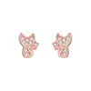 Brincos Criativos de Prata Pura S999 com Orelhas de Gato Cravejadas de Diamantes para Mulheres, High-End, Simples, Luxo Leve, Modernos, Versáteis, Brilhantes