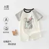 Mameluco de Bebé Unisex Verano Delgado Manga Corta Infantil Ropa de Algodón Puro Recién Nacido Sin Costuras Transpirable Pelele Traje para Gatear