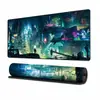 Alfombrilla de ratón cyberpunk transfronteriza, alfombrilla de escritorio para juegos extragrande, alfombrilla de teclado de anime con escena callejera japonesa, borde sellado de goma