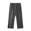 Calça Cargo Versátil Casual Retrô Simples Básica NEOISM para Homens, Corte Reto Amplo, Calça Longa 100% Algodão K26610