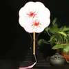Ventoinha Hanfu em formato de flor, ventoinha feminina para dança antiga, pequena ventoinha redonda, ventoinha de rede vermelha com cabo longo DIY, suprimento para barraca de discoteca