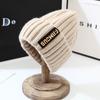 Gorro Largo de Lana para Otoño e Invierno para Mujer, Gorro de Punto Cálido de Invierno a la Moda que Protege las Orejas con Bordado de Letras para Adultos