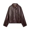 ¡Orden de exportación! Chaqueta de aviador informal de estilo europeo y americano para mujer, de cuero sintético, corte holgado