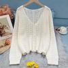 Cardigan de malha no início do outono e inverno Top para meninas gordinhas plus size Pérola Fivela Estilo preguiçoso Oco Hippy Fur Sweater Jacket para mulheres