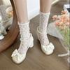 Zapatos de Cuero Suave con Hebilla, Punta Redonda, Lazo, Tacón Grueso para Mujer, Sabor a Matcha, Leche Congelada Dulce, Nuevos para Primavera y Verano, con Perlas