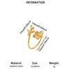 Nuevo anillo abierto de mariposa con goteo de aceite transfronterizo, moderno y versátil anillo de flor de acero inoxidable chapado en oro de 18 quilates para mujer