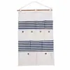 Zakka Estilo Japonés Hogar Tela 13 Bolsillos Yute Bolsa Colgante Impermeable Multicapa Almacenamiento Bolsa para Guardar Artículos Varios 0467