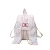 Bolso Orejas de Conejo de Moda 2026 Nuevo Modelo Rayas Verticales Mochila de Lona de Gran Capacidad para Viajes Cotidianos Mochila Versátil con Bloques de Color