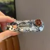 Pasador de Punto Pequeño Estilo Francés Inspirado en Chanel Negro y Gris con Pedrería Brillante, Dulce Accesorio para el Cabello para Flequillo Lateral, Pinza para el Pelo Bobby Pin, Ins