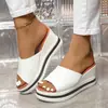 Sandalias casuales de verano para mujer, de talla grande, estilo europeo y americano, con diseño cruzado, punta abierta, tacón de cuña y suela gruesa, tipo slip-on