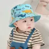 Chapéu de Pescador Infantil Chapéu Balde com Desenho de Dinossauro para Meninos e Meninas, Chapéu de Sol para Bebês, Chapéu Fino e Respirável com Proteção Solar para Todas as Estações, Atacado do Fabricante