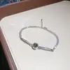 Pulsera de Circonita Ovalada con Piedras Brillantes Pulsera de Lujo Ligero Gama Alta Moda Coreana Accesorio de Mano Versátil para Mujer