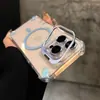 Adecuado para iPhone 17 Pro Max Soporte Metálico para Lente Funda Magnética para Teléfono Apple 16 Cubierta Protectora Anti-Caída en Cuatro Esquinas