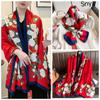 Bufanda elegante de seda Hangzhou con protección solar y letras para mujer, ideal para primavera y otoño, fina y larga, chal de satén de verano.
