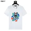 Camiseta al por mayor de marca americana moderna Psychobunny con estampado de calavera de conejo colorido y degradado, manga corta, cuello redondo