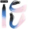 Pelucas Trenzadas de Colores Estilo Europeo y Americano, Coletas de Color Degradado, Trenzas de Espiga de Celebridades de Internet, Trenzas de Boxeadora de Tres Hebras para Discoteca