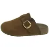 Mules estilo Birkenstock marrons retrô de sola grossa para mulheres, novas sandálias de verão para uso externo com bico fechado e que aumentam a altura