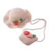 Sombrero de Sol Protector Solar de Zanahoria Fresco y Sencillo para Niños, Sombrero de Playa de Verano, Sombrero de Paja Ondulado, Sombrero Parasol, Set de Bolsa