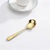 Cuchara de Acero Inoxidable con Textura Martillada, Cuchara de Mango Largo para Cocina Occidental, Cuchara de Postre para Uso en Casa y Restaurante, Cuchara de Mesa, Vajilla